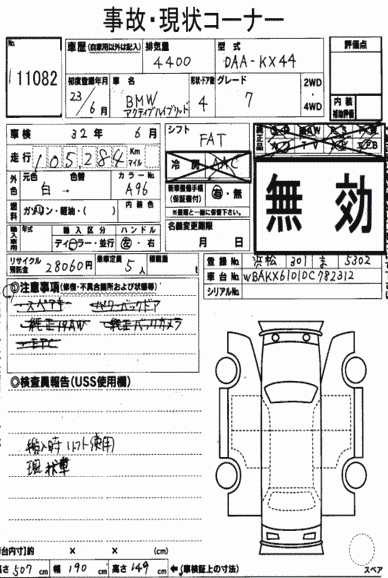 BMW 7 SERIES KX44. Перевод аукционного листа USS Nagoya Лот №11082